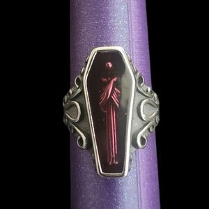 Gothic Purple Enamel Coffin Ring Stainless Steel Vintage  Vampire Earl Ring